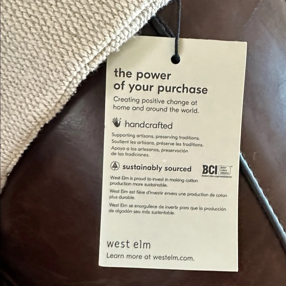WEST ELM HANDCRAFTED PILLOW COVER NEW JUTE
